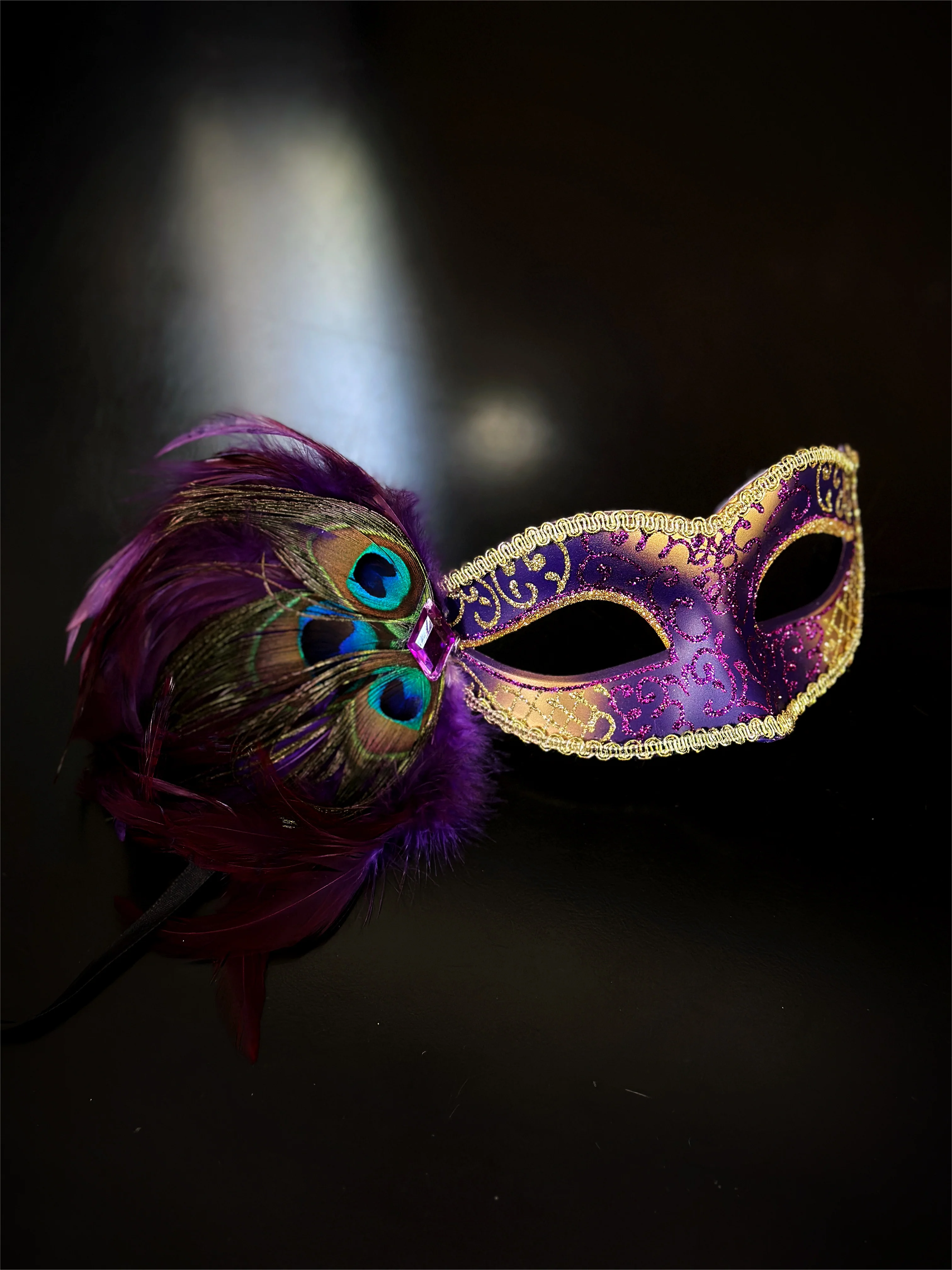 Peacock Mask - Gold Purple