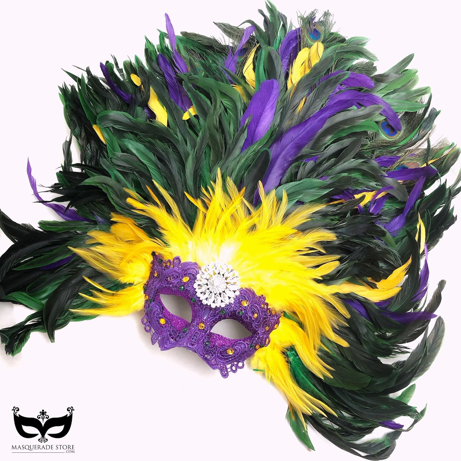 Majestic Feather Mask - Mardi Gras Extravaganza - Image 5