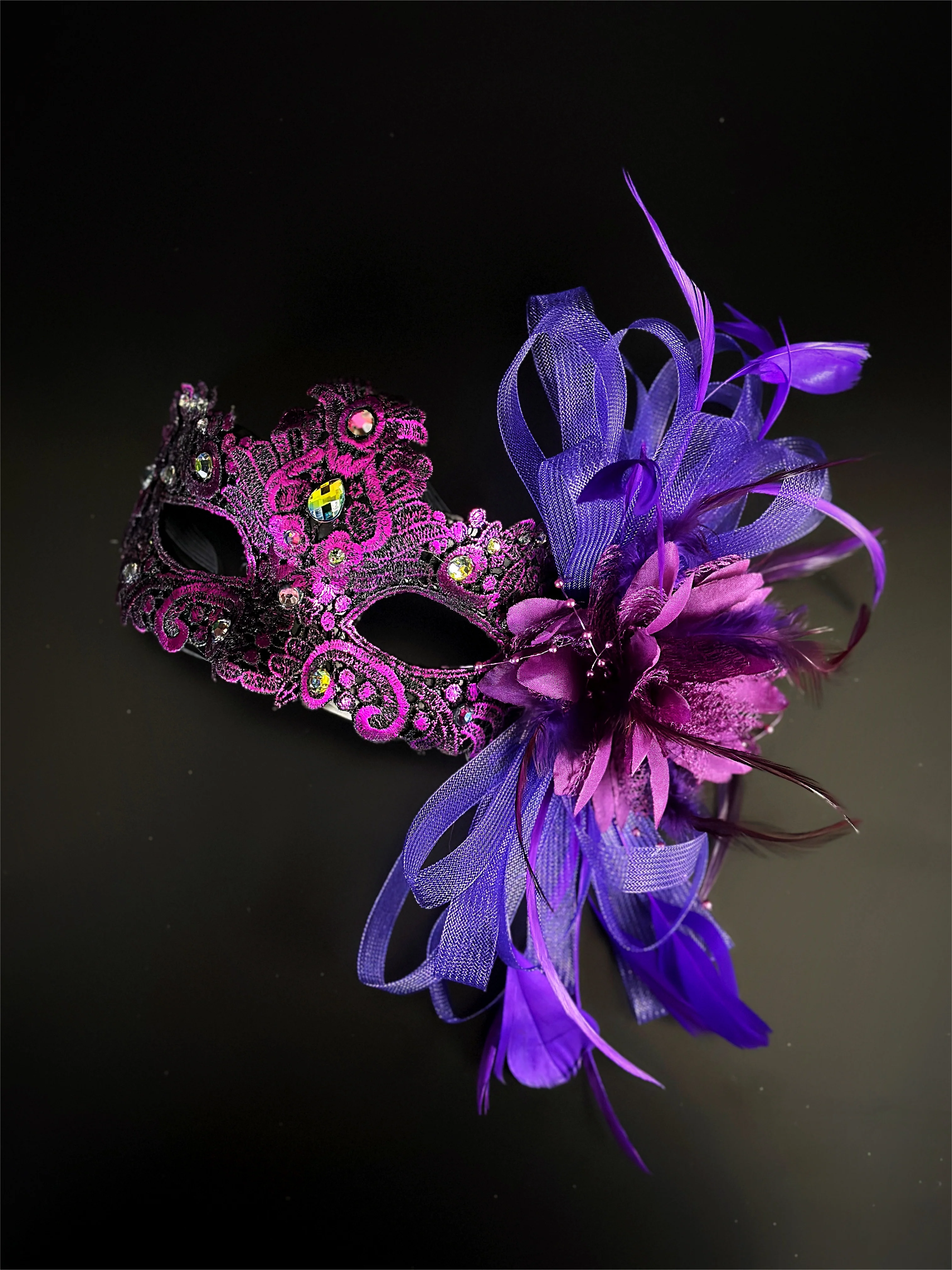 Macrame Feather Mask - Purple