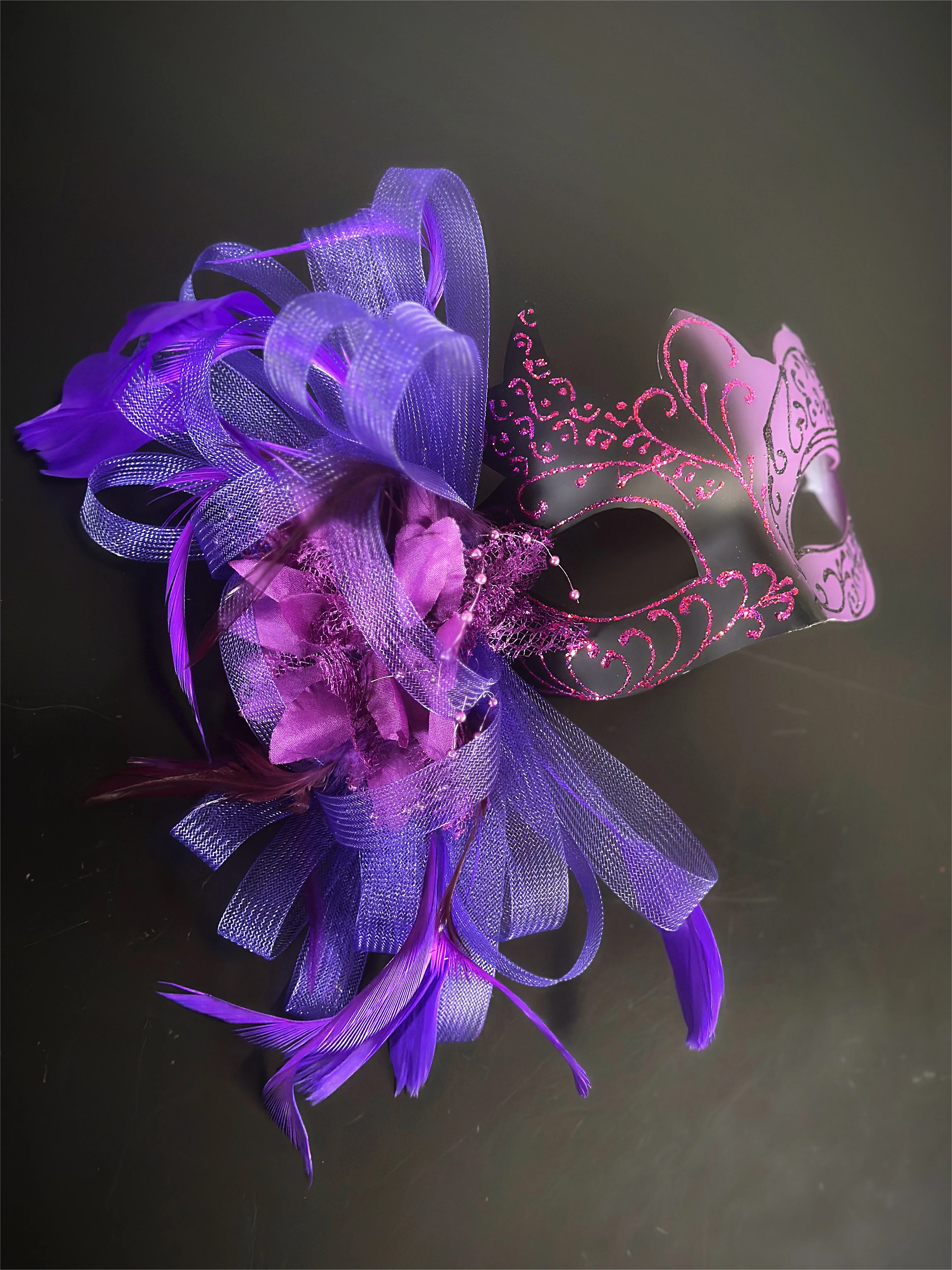 Filigree Feather Mask - Purple - Image 2