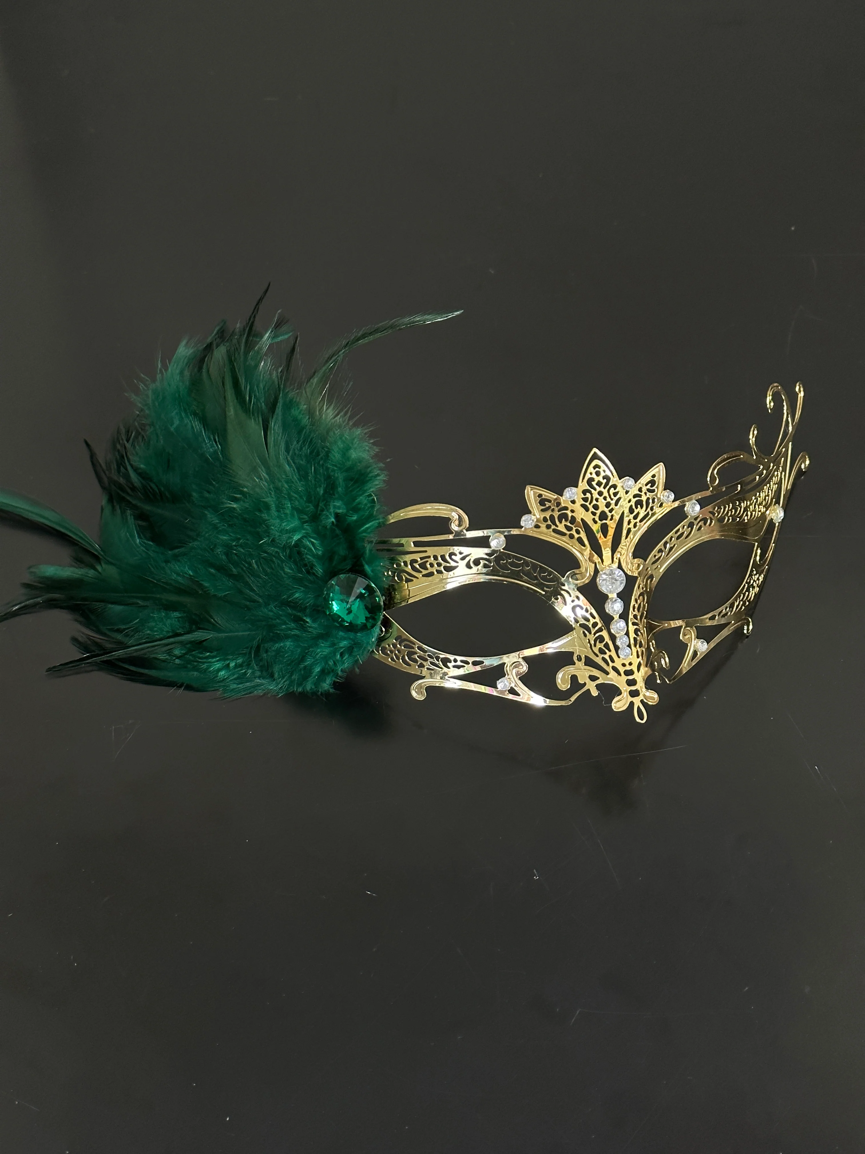 Solara Gold Mask - Emerald Feather - Image 2