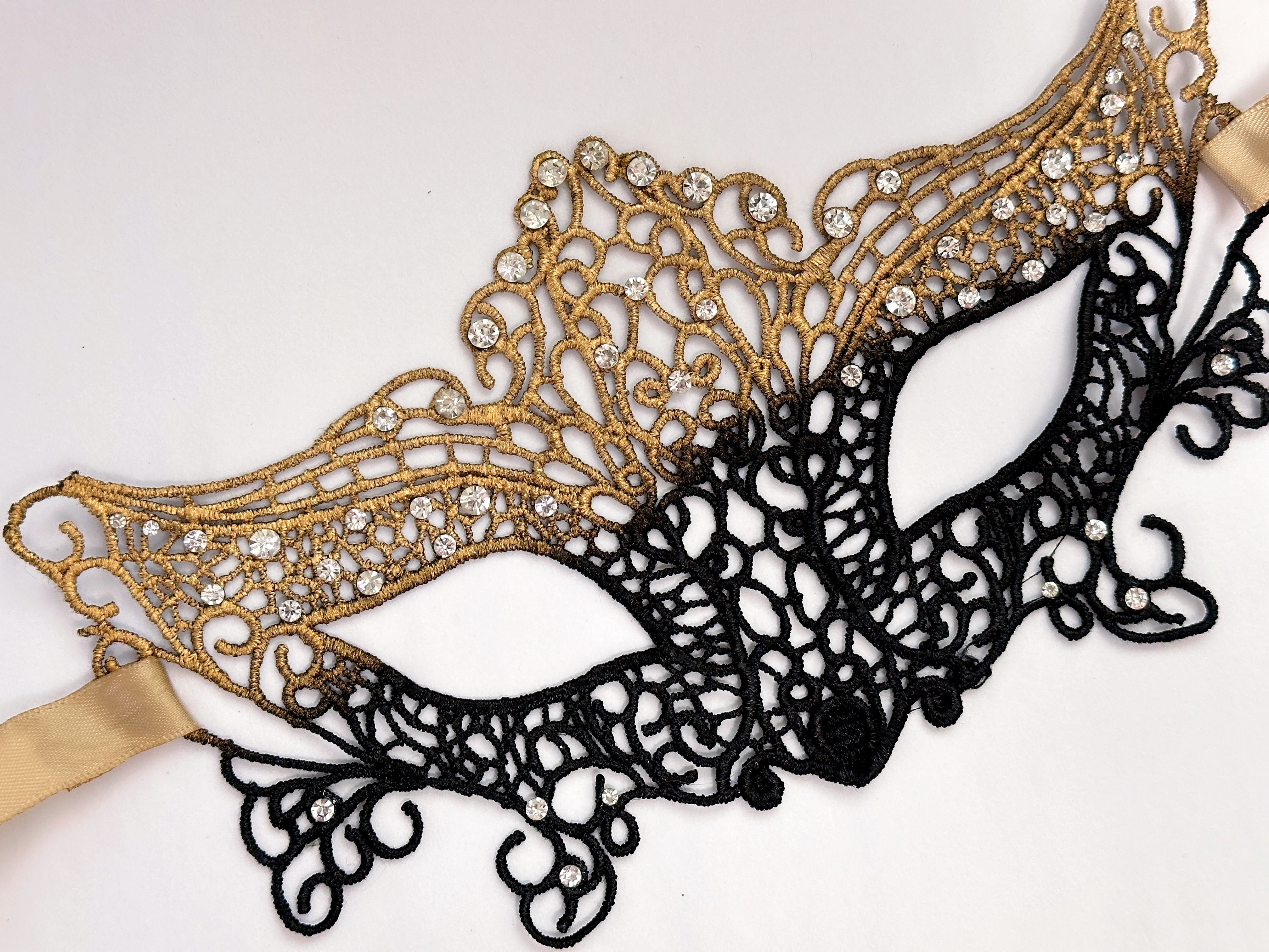 Isabelle Lace Mask - Gold Black - Image 3
