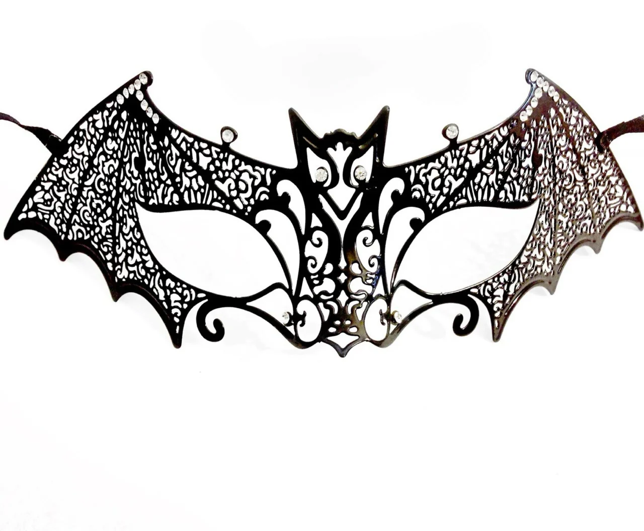 Kids Bat Rhinestone Mask - Black - Image 2