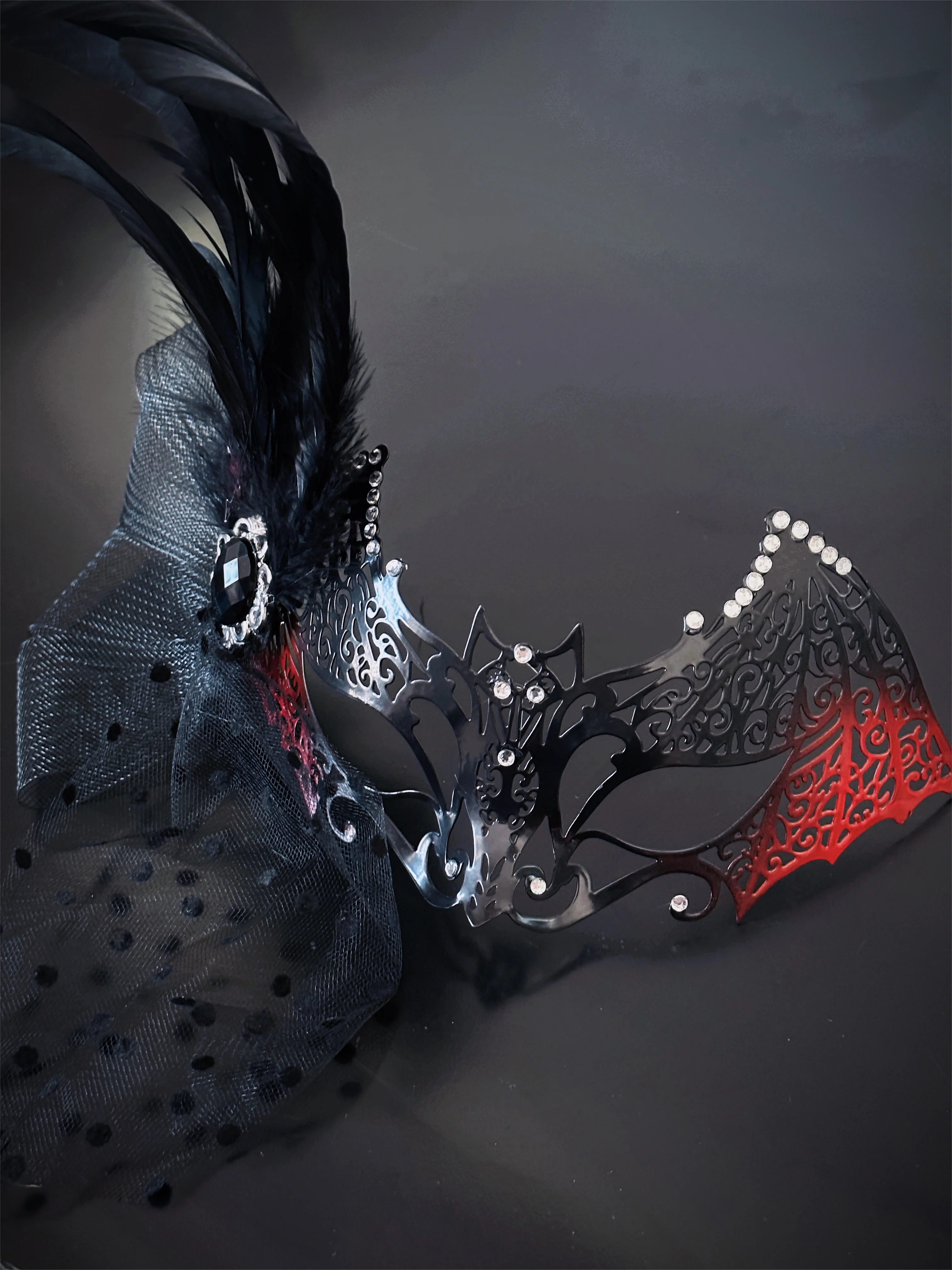 Bat Wing Mask - Black Feathers - Image 2