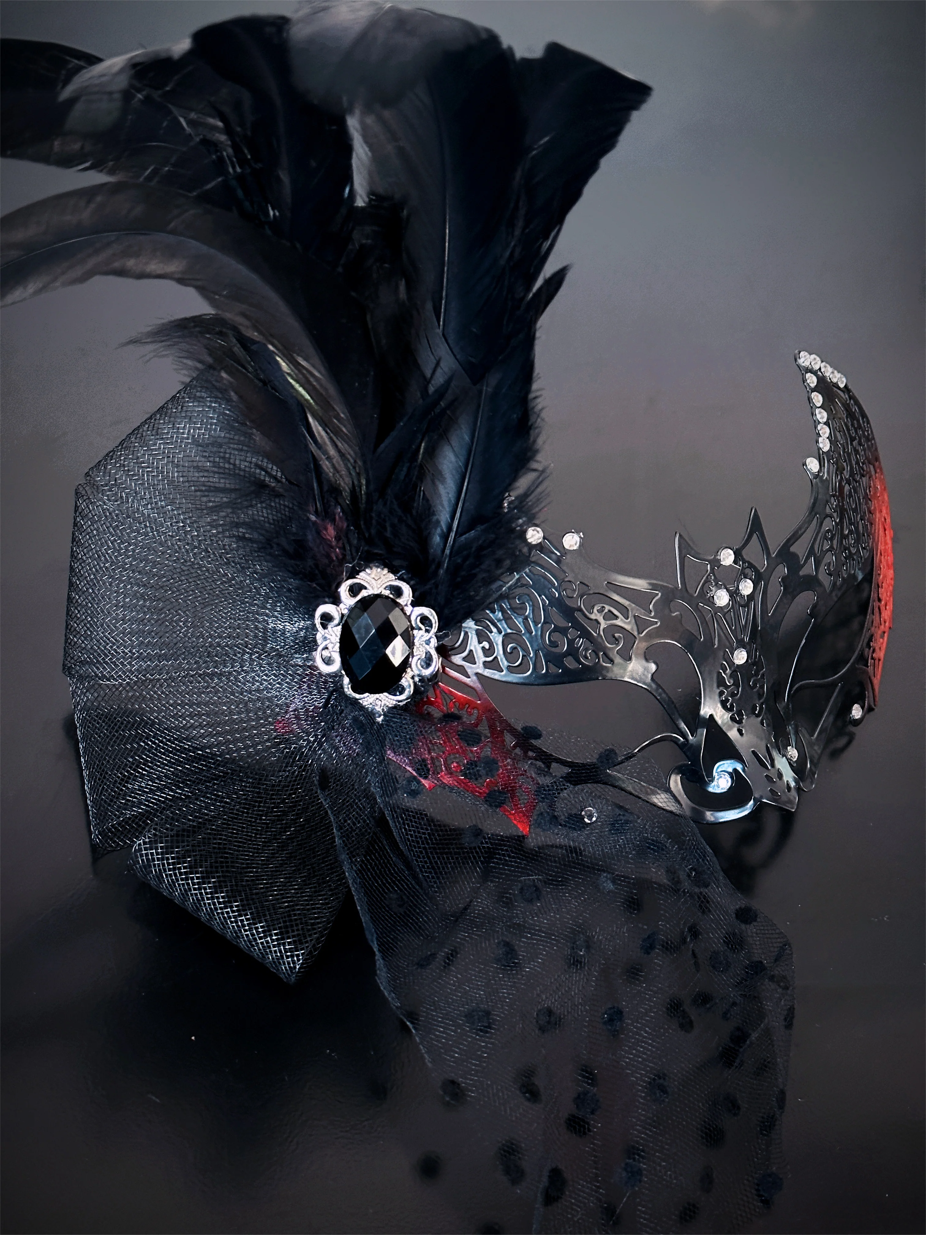 Bat Wing Mask - Black Feathers - Image 3