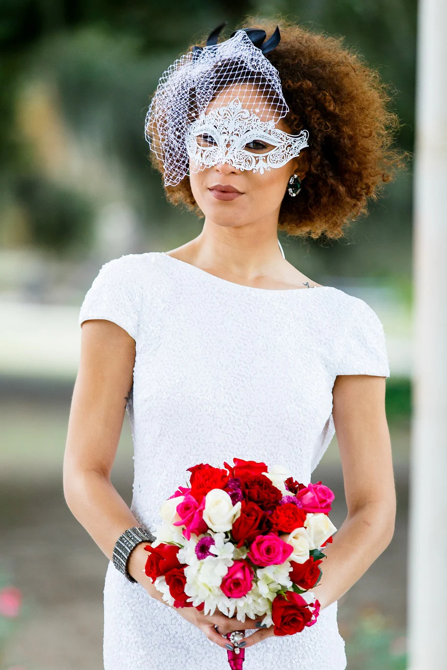 Veil Bride Mask - White