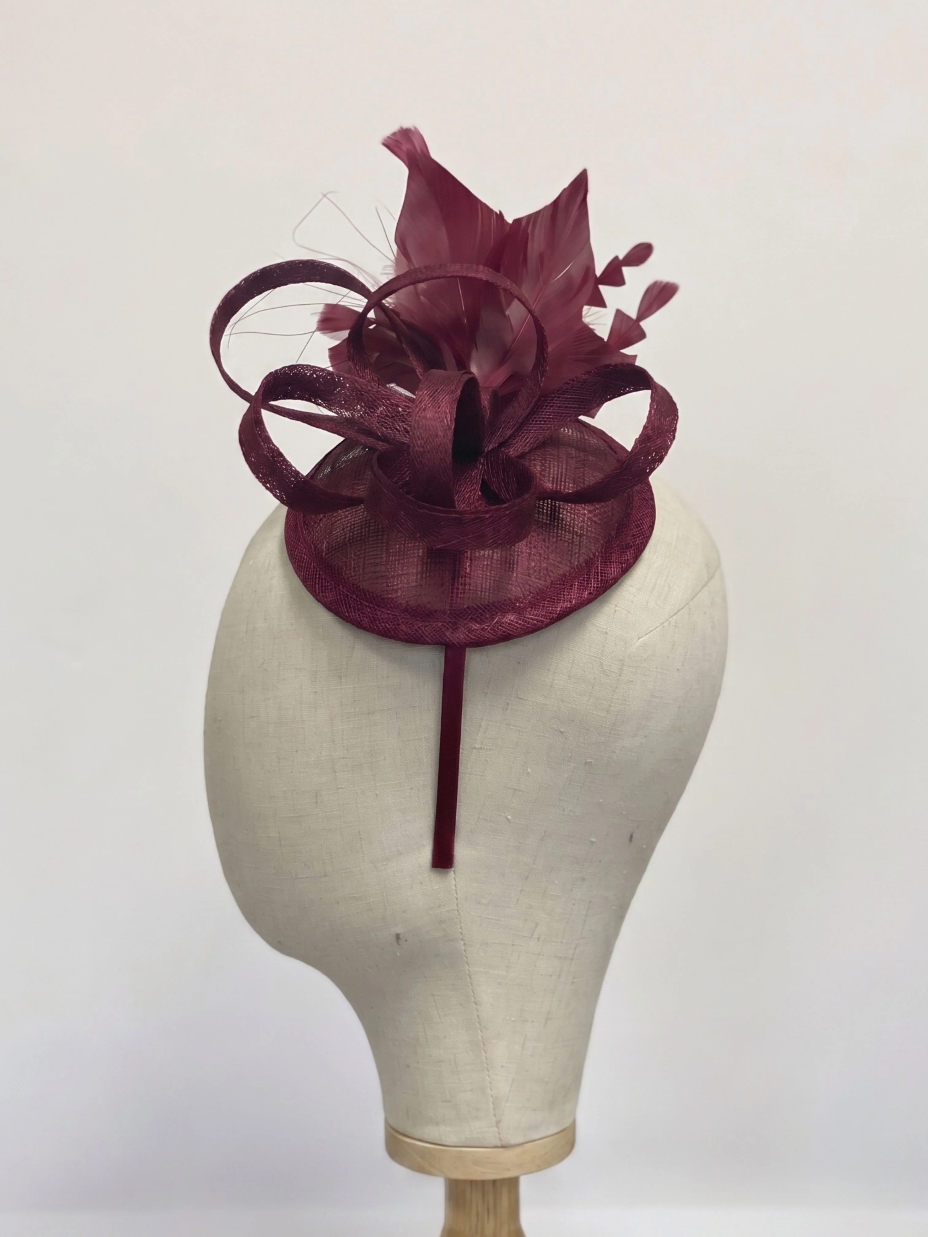 Tea Party Fascinator - Wine Red - Image 2