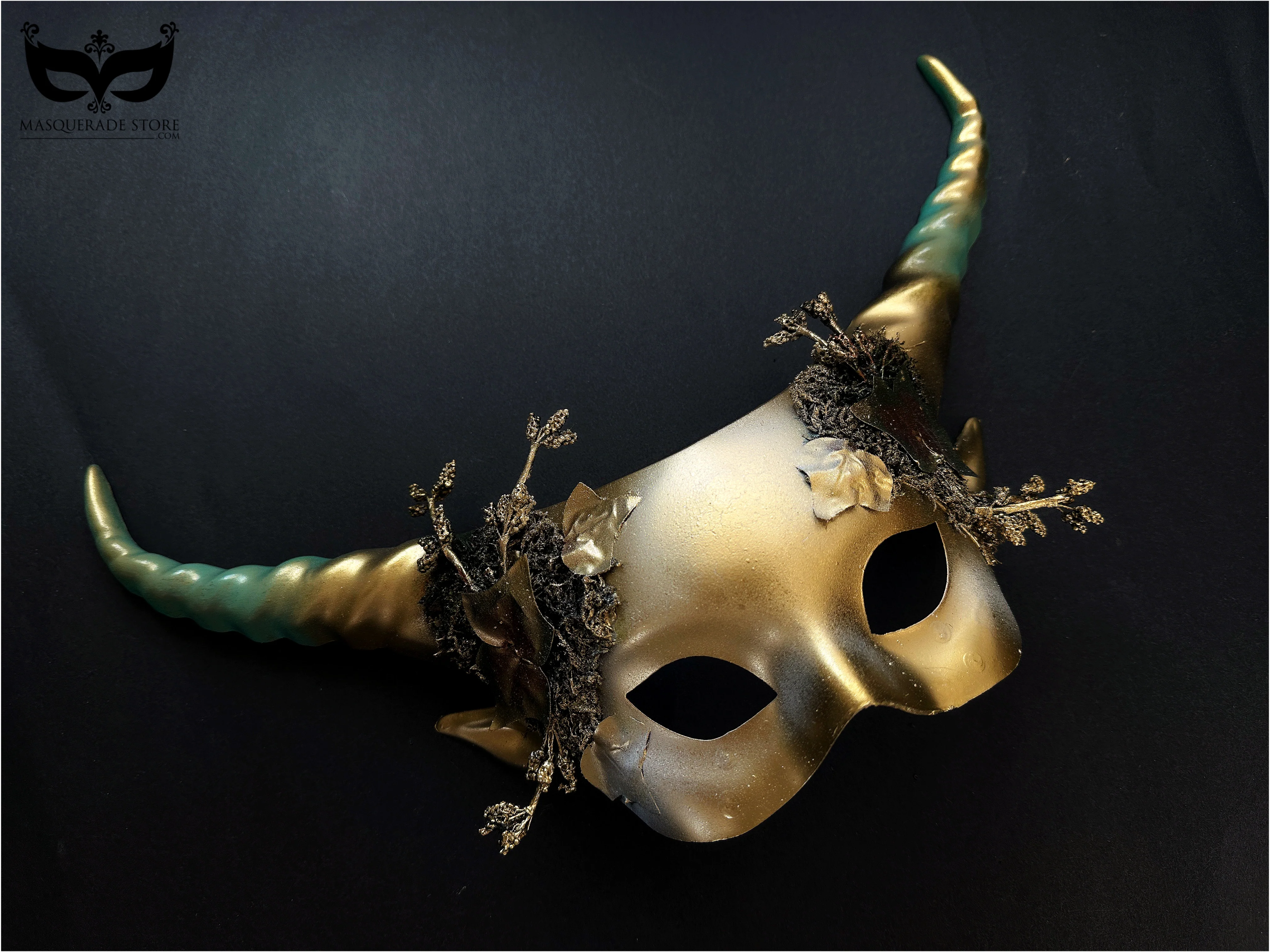 Horned Mask - Gold Green