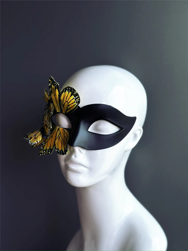 Butterfly Mask - Black and Yellow Monarch - Image 6